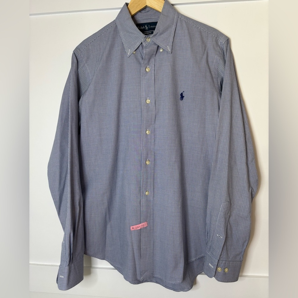 Ralph Lauren Men's Blue Plaid Button Down Shirt 15 1/2 x34/35